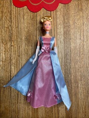 Cinderella Pink and Light Blue Glitter Princess Doll Gown
